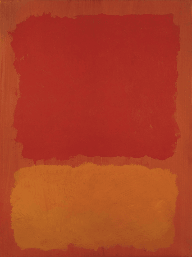 Orange and burgundy color-field painting